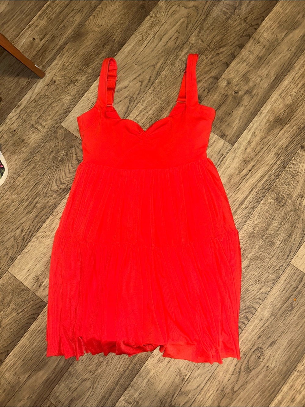 Bright Red Sleeveless Tiered Mini Dress